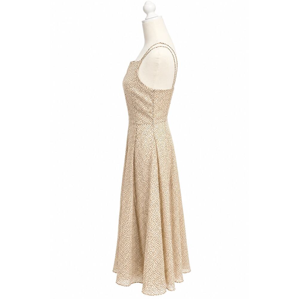 Romantic Quiet Luxury Feminine 100% Silk Polka Dot Strappy Midi Dress Theory 6 - Picture 5 of 14